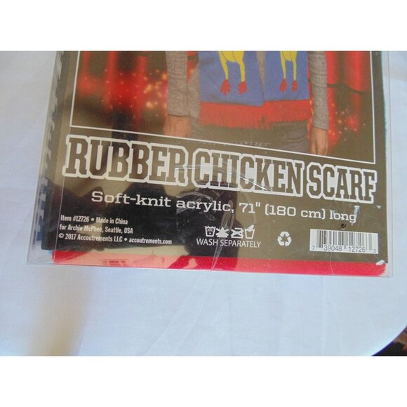 Archie McPhee - Rubber Chicken Scarf Blue Yellow Acrylic 71" - New in Box! - Picture 2 of 3